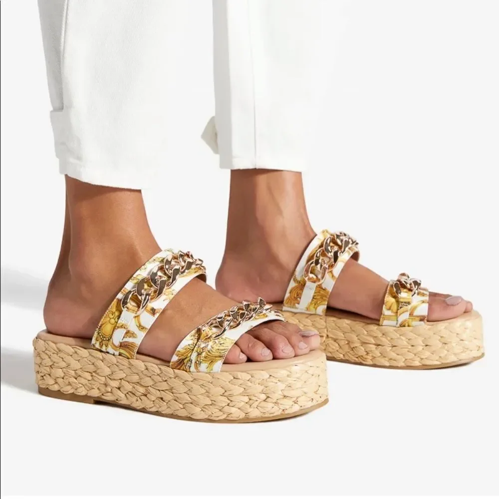 Shoedazzle Dola Platform Sandal‎ Miami White 10 New in Boxes